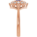 14K Gold Oval Natural Tanzanite & Lab-Grown Diamond Halo-Style Ring - Rose Gold - view 4