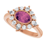 14K Gold Oval Natural Pink Tourmaline & Lab-Grown Diamond Halo-Style Ring - Rose Gold - view 5