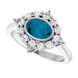 Platinum Oval Natural London Blue Topaz & Lab-Grown Diamond Halo-Style Ring - view 5
