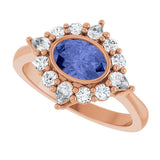 14K Gold Oval Natural Tanzanite & Lab-Grown Diamond Halo-Style Ring - Rose Gold - view 5