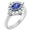 14K Gold Oval Natural Tanzanite & Lab-Grown Diamond Halo-Style Ring - White Gold