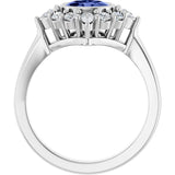14K Gold Oval Natural Tanzanite & Lab-Grown Diamond Halo-Style Ring - White Gold - view 2