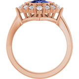 14K Gold Oval Natural Tanzanite & Lab-Grown Diamond Halo-Style Ring - Rose Gold - view 2