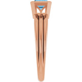 14K Gold Emerald Natural Sky Blue Topaz Bezel-Set Grooved Solitaire Ring - Rose Gold - view 4