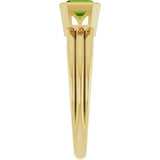14K Gold Emerald Natural Peridot Bezel-Set Grooved Solitaire Ring - Yellow Gold - view 4