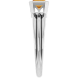 Platinum Emerald Natural Citrine Bezel-Set Grooved Solitaire Ring - view 4