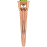 14K Gold Emerald Natural Peridot Bezel-Set Grooved Solitaire Ring - Rose Gold - view 4