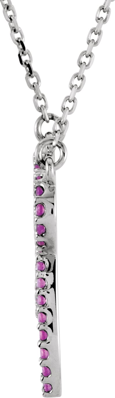 14K Gold Round Natural Pink Sapphire Pink Sapphire Bow Necklace - view 2