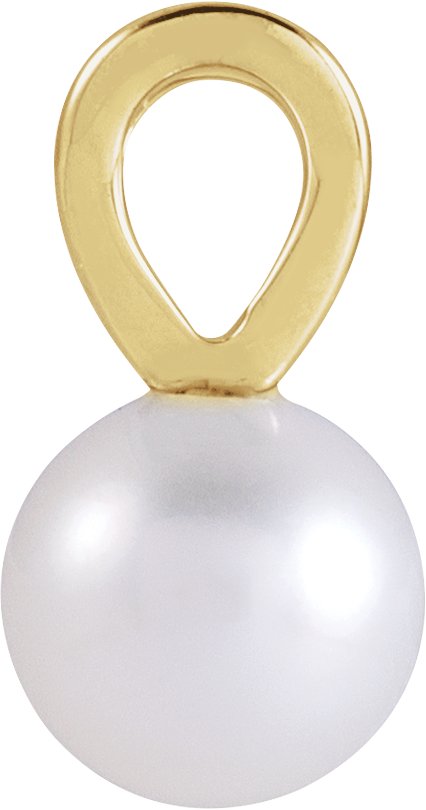 14K Gold Cultured White Akoya Pearl Pearl Pendant - Yellow Gold - view 2