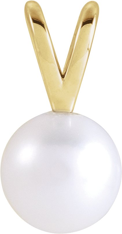 14K Gold Cultured White Akoya Pearl Pearl Pendant - Yellow Gold