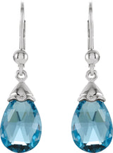 14K Gold Natural Swiss Blue Topaz Briolette Earrings - view 2