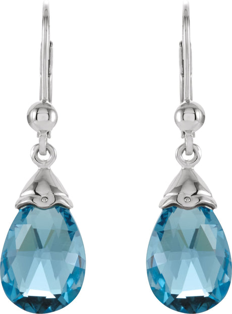 14K Gold Natural Swiss Blue Topaz Briolette Earrings - view 2
