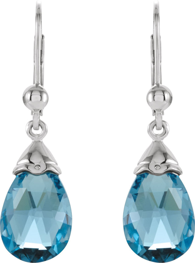 14K Gold Natural Swiss Blue Topaz Briolette Earrings - view 2