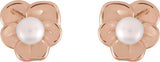 14K Gold Cultured Seed Pearl Pearl Earrings - Rose Gold - view 2