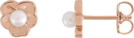 14K Gold Cultured Seed Pearl Pearl Earrings - Rose Gold