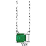 Platinum Emerald Lab-Grown Emerald & Natural Diamond Accented Necklace - view 3
