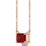 14K Gold Emerald Lab-Grown Ruby & Natural Diamond Accented Necklace - Rose Gold - view 3