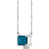 14K Gold Emerald Natural London Blue Topaz & Natural Diamond Accented Necklace – 0.025 CTW - White Gold - view 3