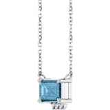 14K Gold Emerald Natural Sky Blue Topaz & Natural Diamond Accented Necklace - White Gold - view 3