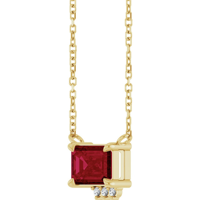 14K Gold Emerald Lab-Grown Ruby & Natural Diamond Accented Necklace - Yellow Gold - view 3