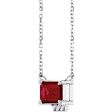14K Gold Emerald Lab-Grown Ruby & Natural Diamond Accented Necklace - White Gold - view 3