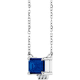Platinum Emerald Lab-Grown Blue Sapphire & Natural Diamond Accented Necklace - view 3