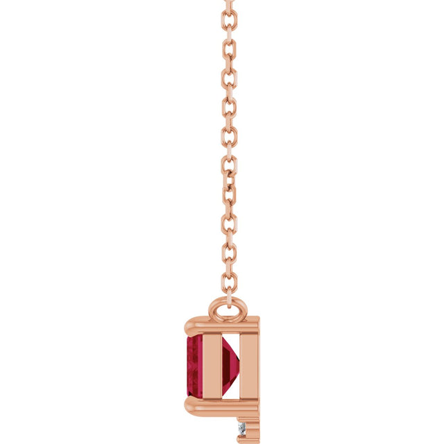 14K Gold Emerald Lab-Grown Ruby & Natural Diamond Accented Necklace - Rose Gold - view 2