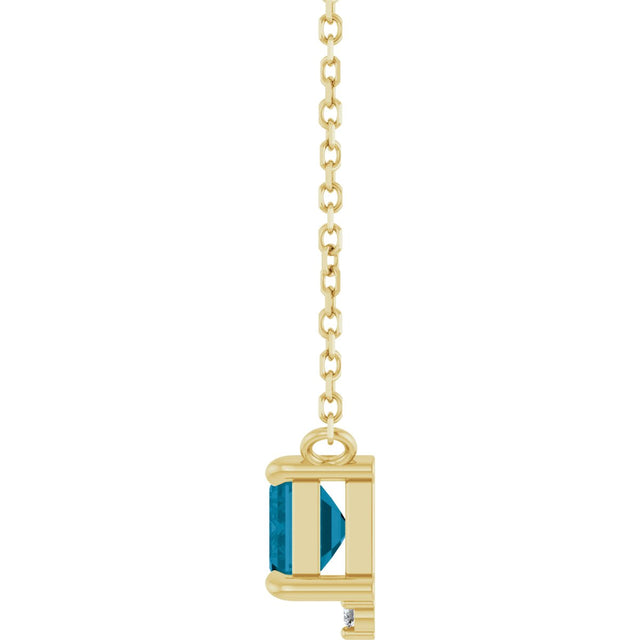 14K Gold Emerald Natural London Blue Topaz & Natural Diamond Accented Necklace – 0.025 CTW - Yellow Gold - view 2