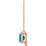 14K Gold Emerald Natural London Blue Topaz & Natural Diamond Accented Necklace – 0.025 CTW - Rose Gold - view 2