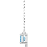 14K Gold Emerald Natural Sky Blue Topaz & Natural Diamond Accented Necklace - White Gold - view 2