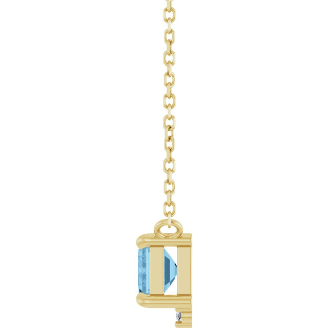 14K Gold Emerald Natural Sky Blue Topaz & Natural Diamond Accented Necklace - Yellow Gold - view 2