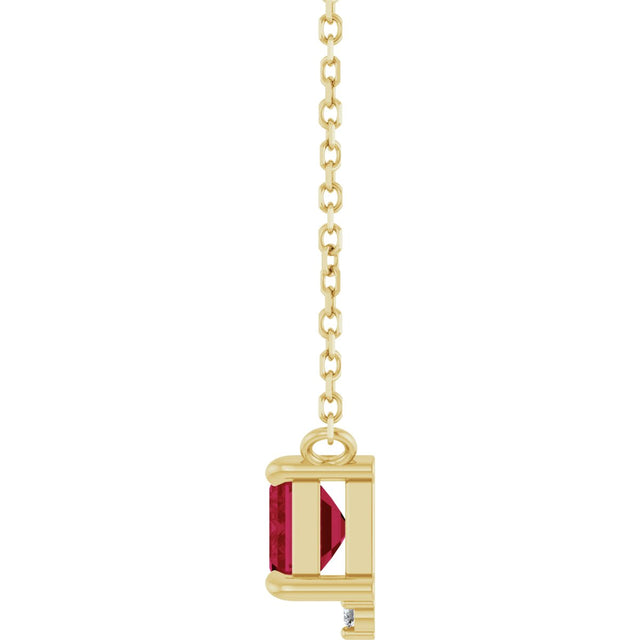 14K Gold Emerald Lab-Grown Ruby & Natural Diamond Accented Necklace - Yellow Gold - view 2