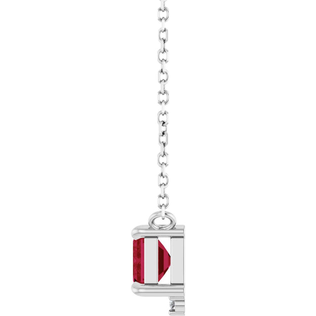 Platinum Emerald Lab-Grown Ruby & Natural Diamond Accented Necklace - view 2
