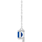 Platinum Emerald Lab-Grown Blue Sapphire & Natural Diamond Accented Necklace - view 2