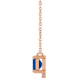 14K Gold Emerald Lab-Grown Blue Sapphire & Natural Diamond Accented Necklace - Rose Gold - view 2