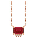 14K Gold Emerald Lab-Grown Ruby & Natural Diamond Accented Necklace - Rose Gold