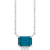 14K Gold Emerald Natural London Blue Topaz & Natural Diamond Accented Necklace – 0.025 CTW - White Gold