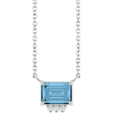 14K Gold Emerald Natural Sky Blue Topaz & Natural Diamond Accented Necklace - White Gold
