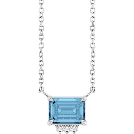 Platinum Emerald Natural Sky Blue Topaz & Natural Diamond Accented Necklace