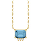 14K Gold Emerald Natural Sky Blue Topaz & Natural Diamond Accented Necklace - Yellow Gold