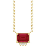14K Gold Emerald Lab-Grown Ruby & Natural Diamond Accented Necklace - Yellow Gold