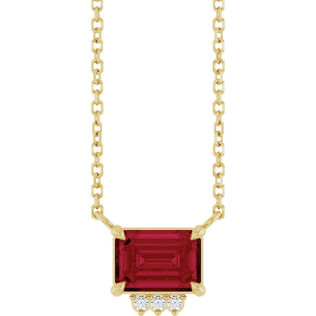 14K Gold Emerald Lab-Grown Ruby & Natural Diamond Accented Necklace - Yellow Gold