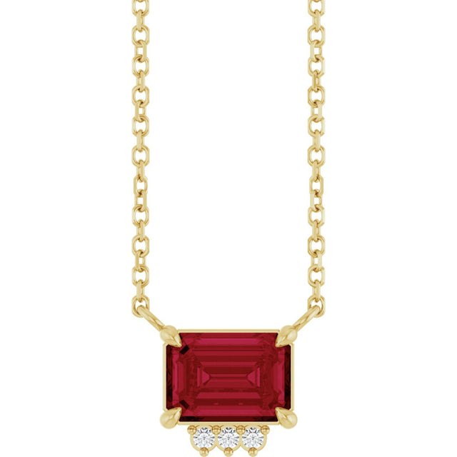 14K Gold Emerald Lab-Grown Ruby & Natural Diamond Accented Necklace - Yellow Gold