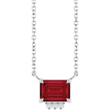 Platinum Emerald Lab-Grown Ruby & Natural Diamond Accented Necklace