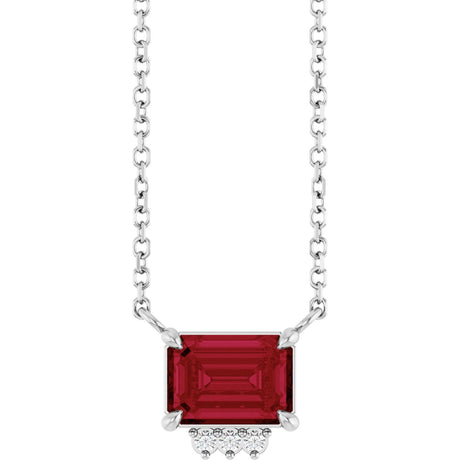 Platinum Emerald Lab-Grown Ruby & Natural Diamond Accented Necklace