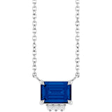 14K Gold Emerald Lab-Grown Blue Sapphire & Natural Diamond Accented Necklace - White Gold
