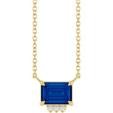 14K Gold Emerald Lab-Grown Blue Sapphire & Natural Diamond Accented Necklace - Yellow Gold