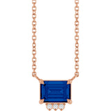 14K Gold Emerald Lab-Grown Blue Sapphire & Natural Diamond Accented Necklace - Rose Gold