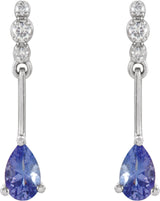 14K Gold Pear Natural Tanzanite & Natural Diamond Accented Earrings - view 2