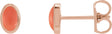 14K Gold Natural Pink Coral Oval Bezel-Set Cabochon Earrings - Rose Gold